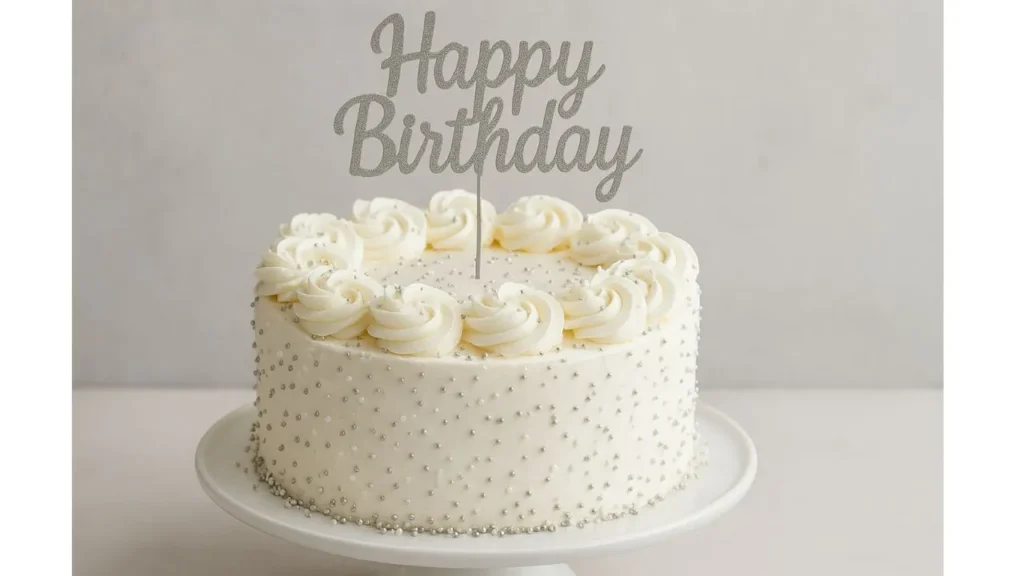 silver birthday cake