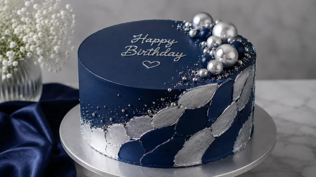 navy-blue-and-silver-cake