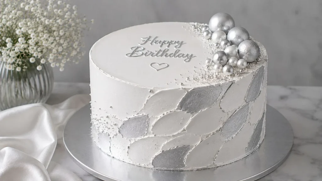 white-and-silver-cake
